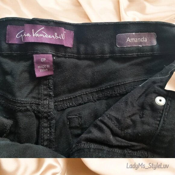 Gloria Vanderbilt "Amanda" Black Denim Stretch Jeans Like New 6P Petite - Picture 5 of 6